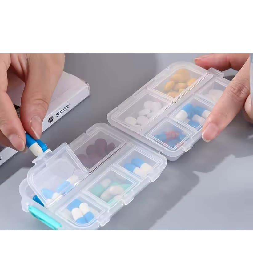 Porta Comprimidos Organizador Compacto 10 Divisórias Caixa Remédio Vitaminas
