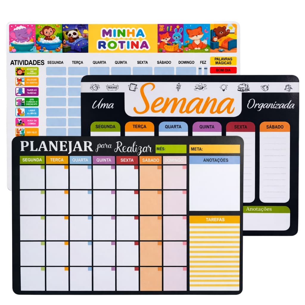 Quadro lousa Planejamento Mensal Semanal Planner Com Caneta e Apagador