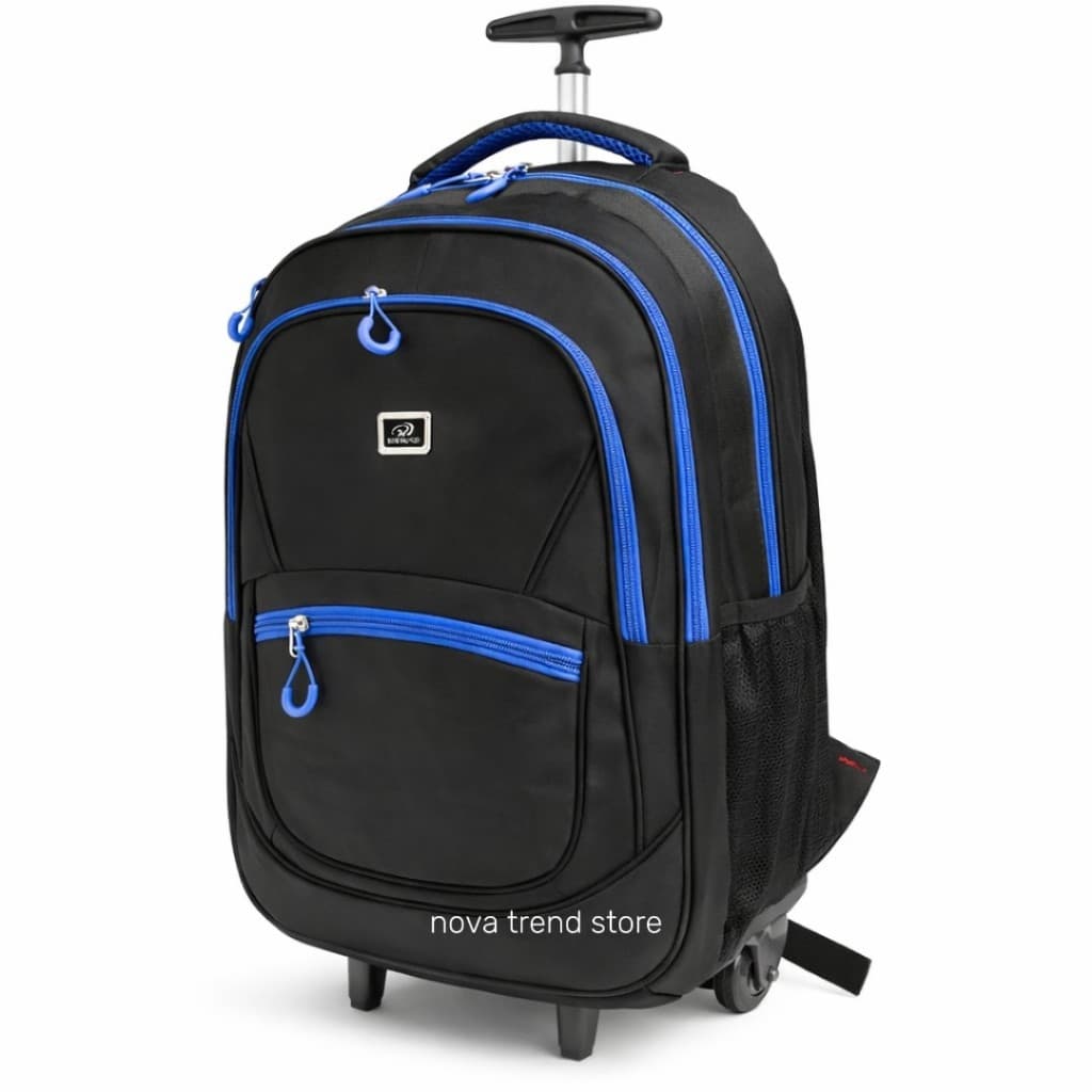 MOCHILA JUVENIL COM RODINHAS REFORÇADA PRETA IMPERMEÁVEL 45CM
