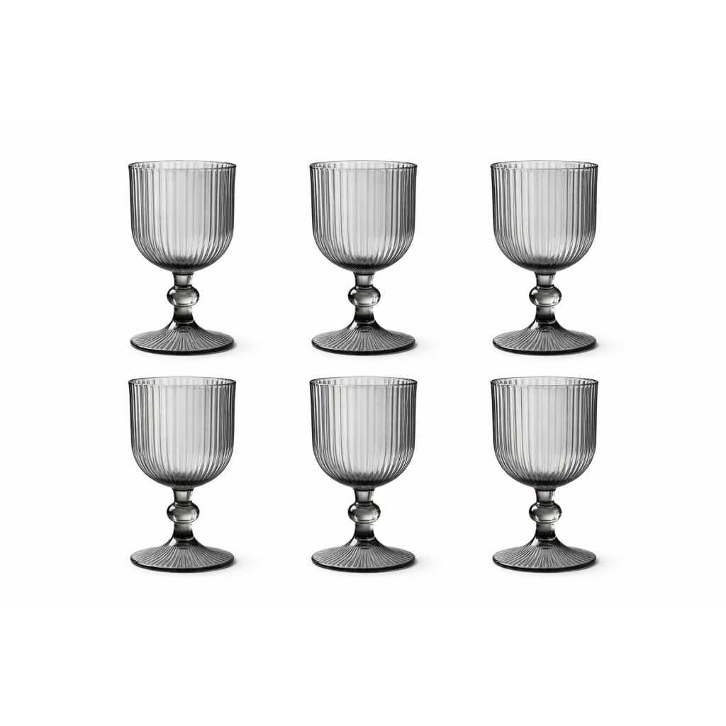 Jogo Conjunto De 6 Taças Vidro Canelada Versalhes 380ml Água Suco