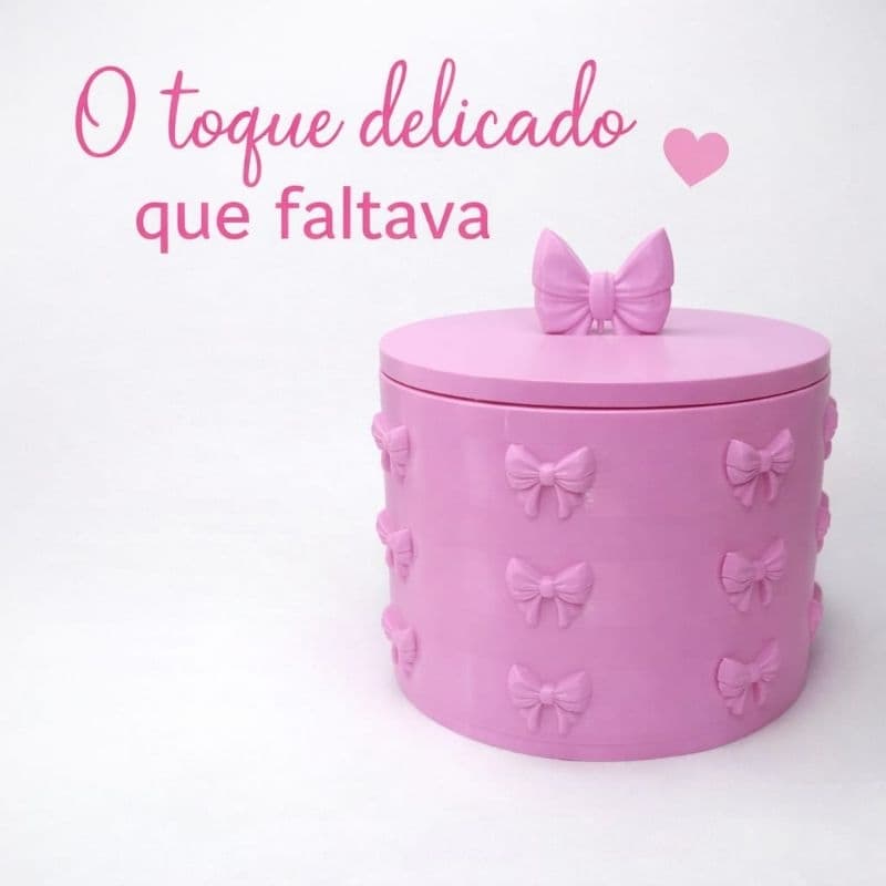 Caixa Organizadora Rosa com Laço 🎀 Porta Joias Maquiagem Decorativa Presente Feminino