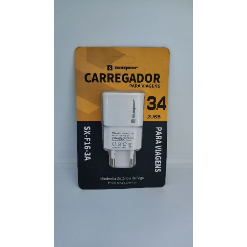 Carregador USB 2 Portas USB 5v 3.4a Bivolt Carrega Celular Rápido