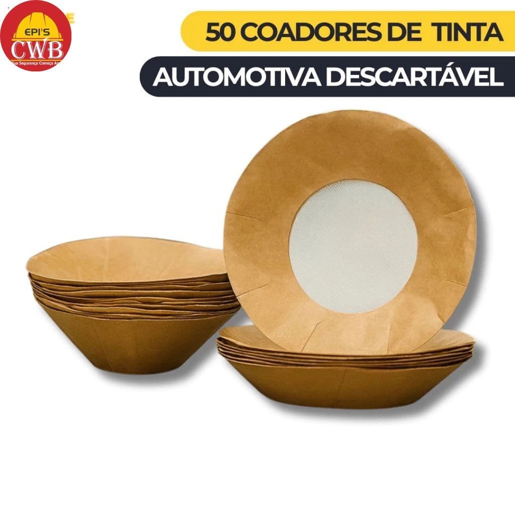 KIT 50Uni. Coador de Tinta Automotiva | Papelão e Nylon - Ótima Filtragem e Retenção de Impurezas