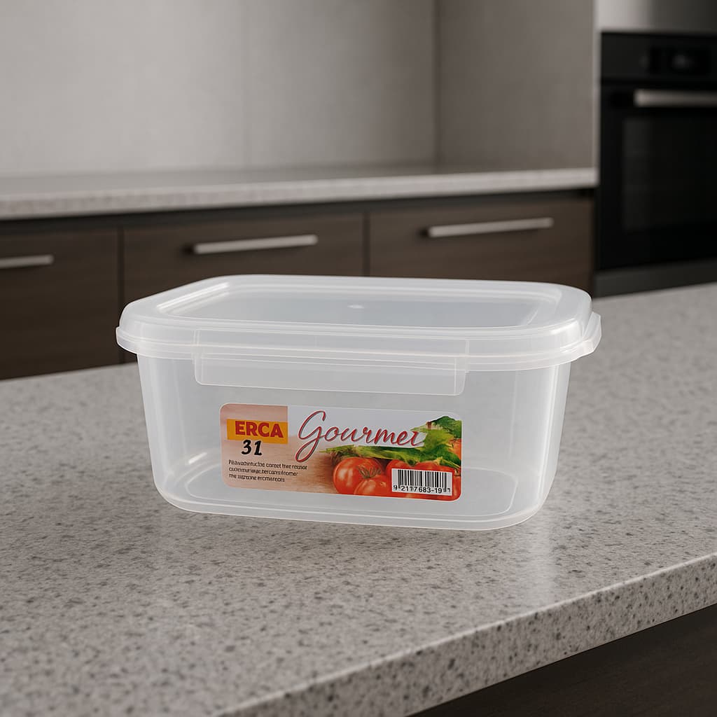 Kit 7 Pote Tampa Trava 3 Litros Pote Retangular Plástico Transparente Fruta Legume Verdura BPA FREE