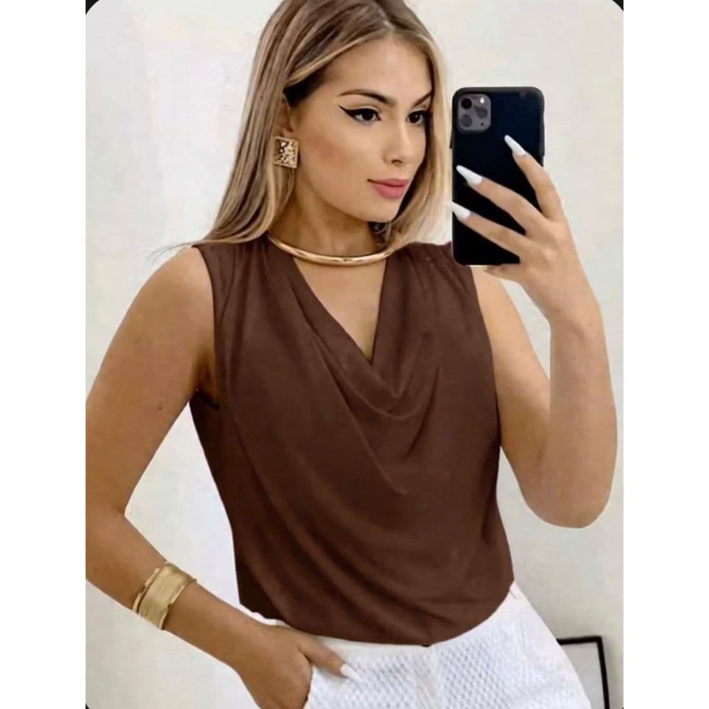 Blusa Regata Femenina Suplex Gola Bobagem Simples Para Verão