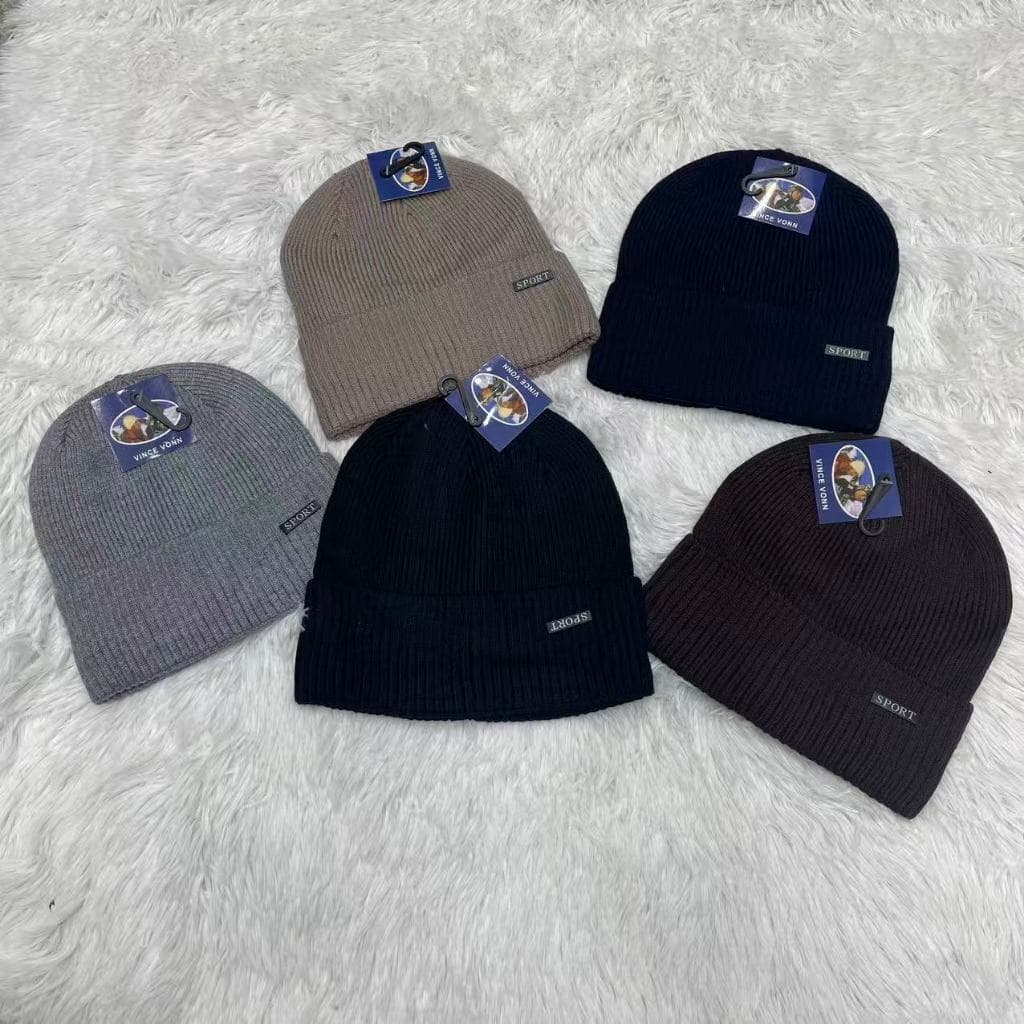Touca Masculina de Inverno Tricot Simples Estilo Casual Esportiva Confortável Quente
