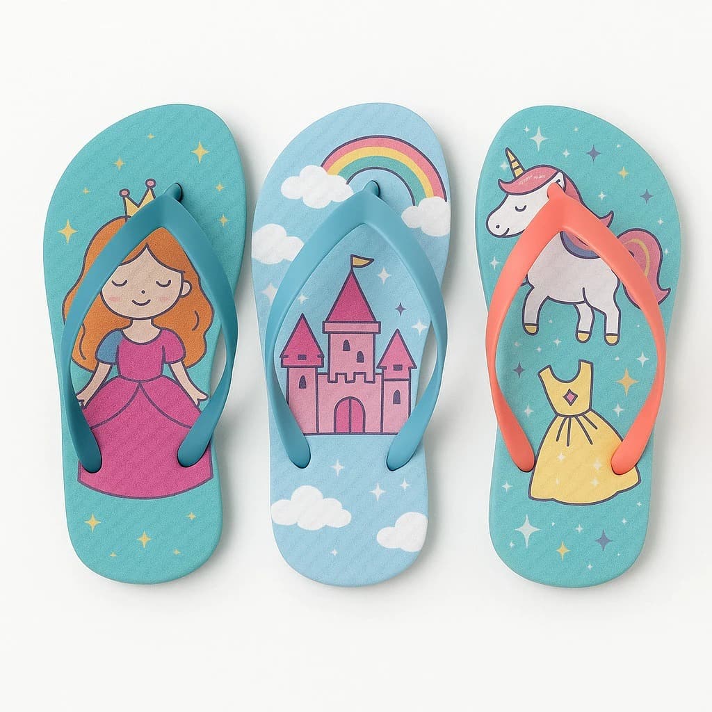 Kit Com 3 Pares Chinelo Infantil Menina Sortido Confortável Leve Macio