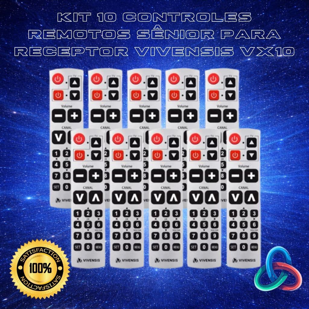 Kit 10 Controle Remoto Sênior Para Receptor Vivensis Vx10