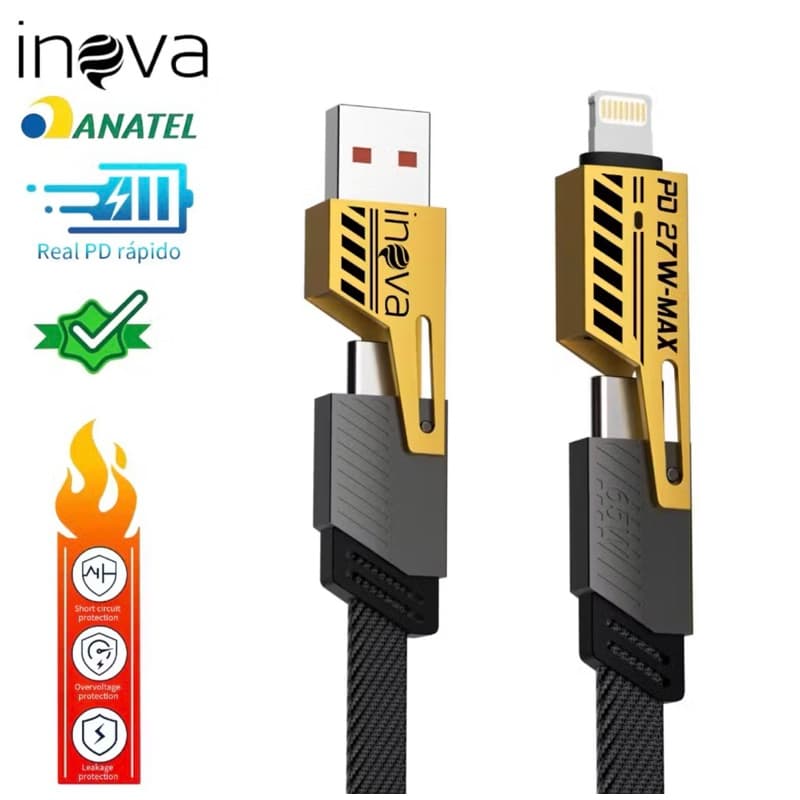 Cabo 65w 4 em 1 carregamento rápido Cabo de dados de rápido de metal para Android e ios