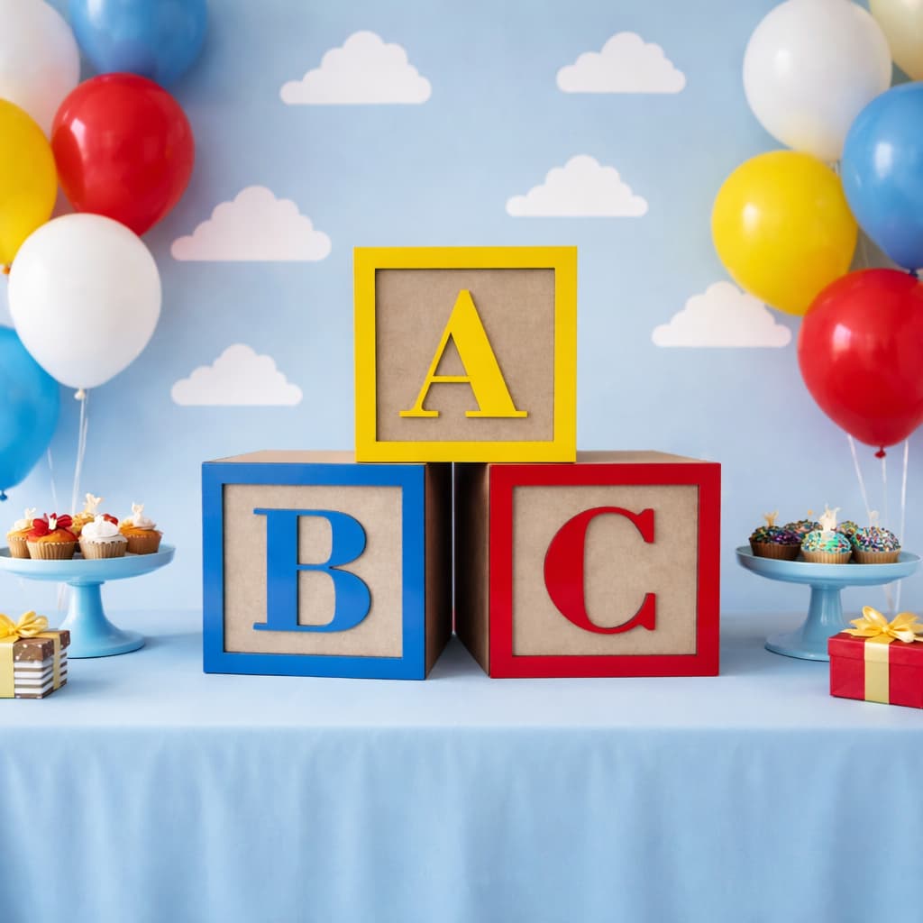 Kit 3 Cubos ABC Trio Colorido Para Decoração de Festas Ambientes Alfabetização Aniversário