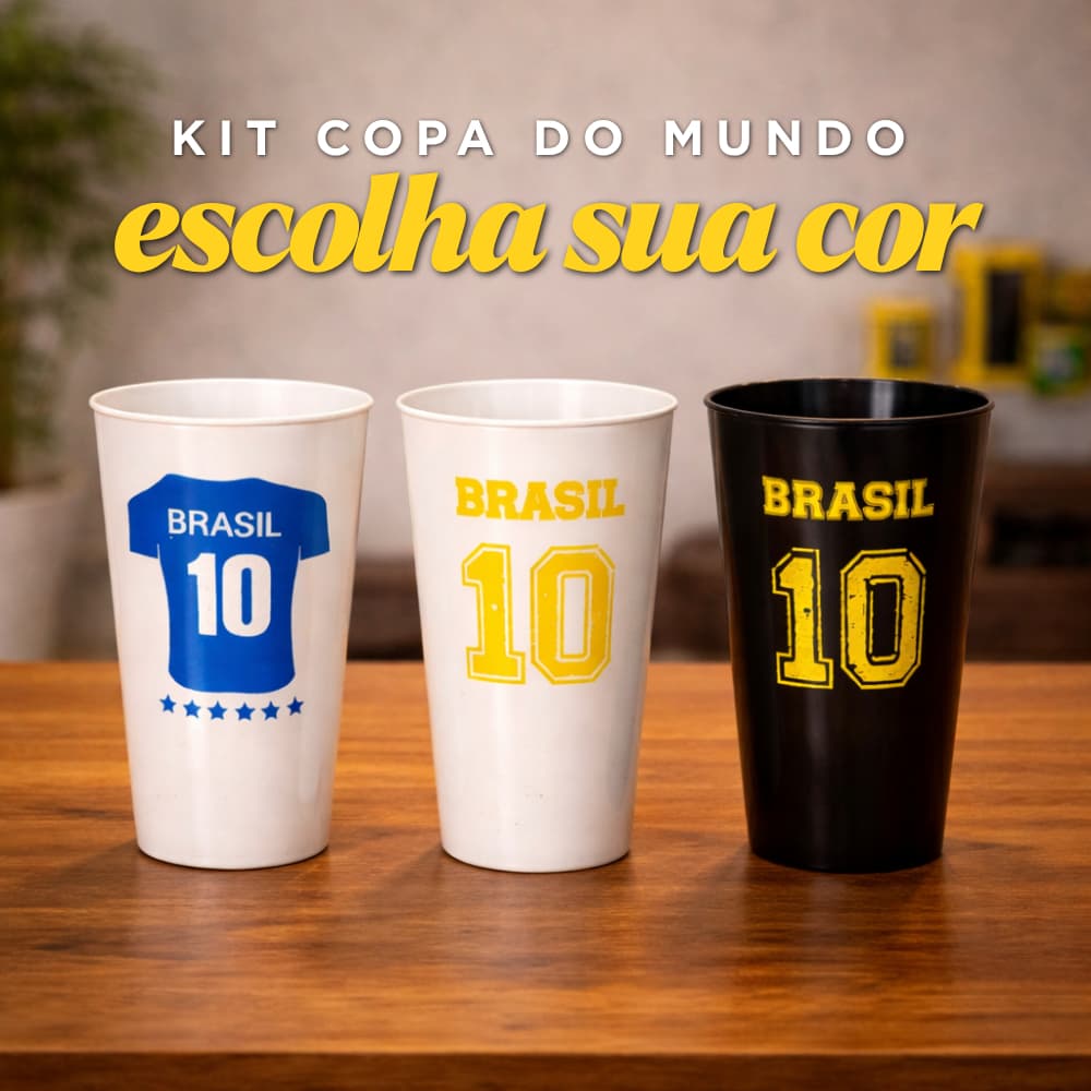 Kit 5, 10, 15 Copos Brasil Copa do Mundo Personalizados Festa Futebol Escolha a Cor