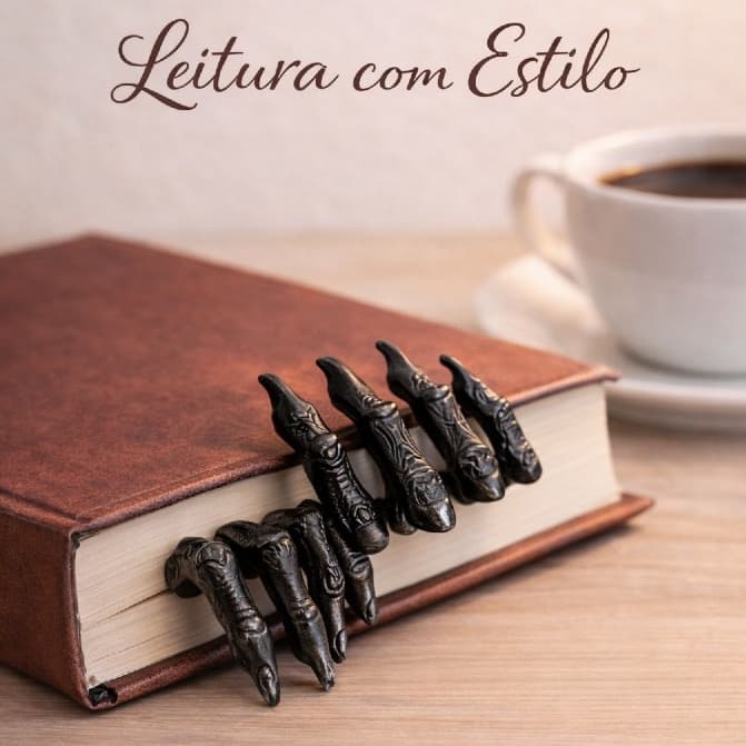 Marcador de Página Criativo Mão de Esqueleto 3D | Presente para Leitores | Bookmark Decorativo