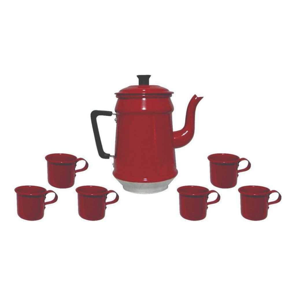 Conjunto Bule 1 Litro + 6 Canequinhas Café Chá 75ml Alumínio Pintura Eletrostática Cantinho Do Café