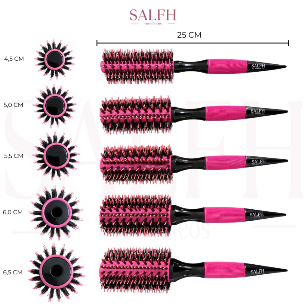 Escovas Profissionais Cabelo Cerdas Mistas Javali Nylon Cabeleireiro Salão Rosa Cerâmica Térmica