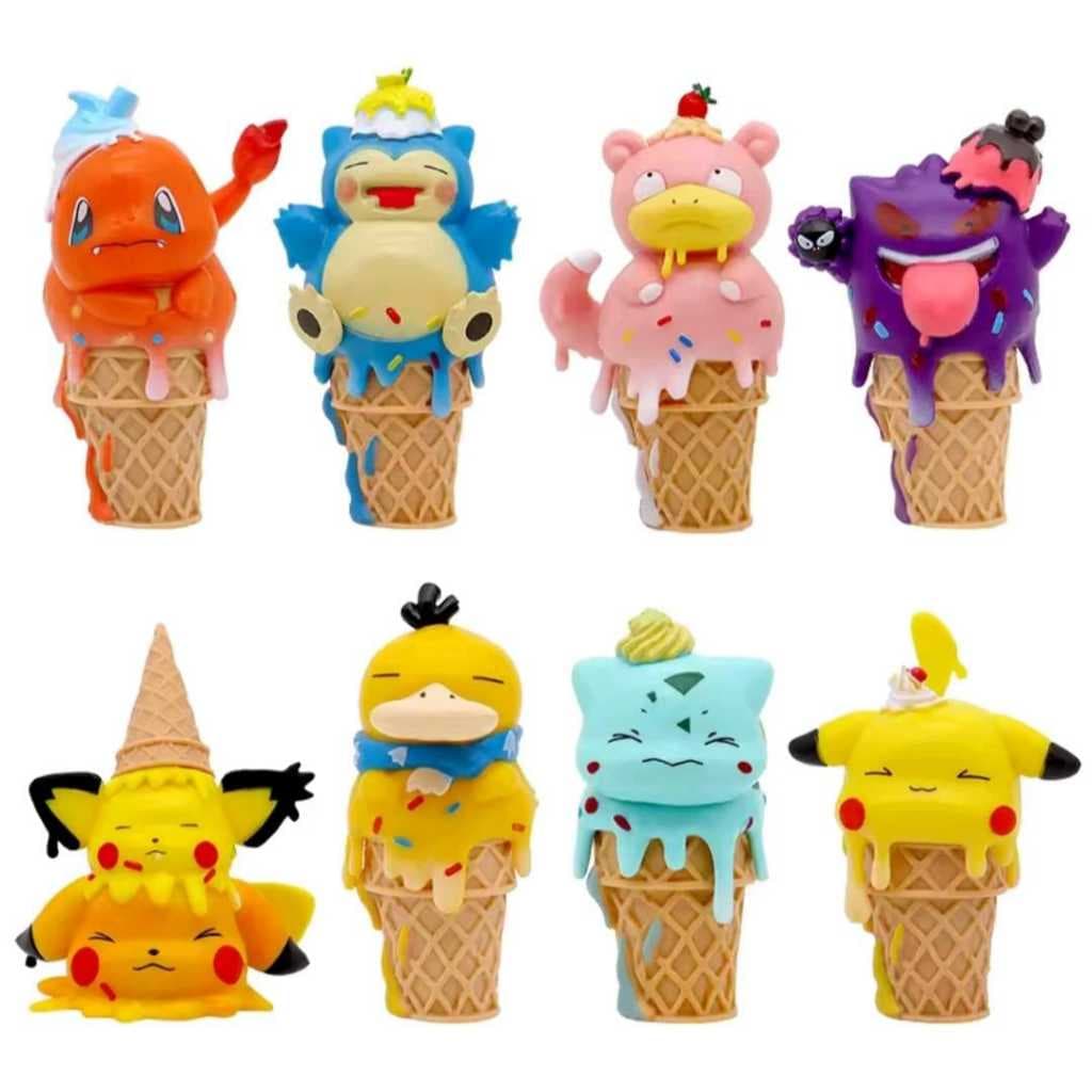 Action Figure - Pokemon Ice Cream - Pikachu Bulbassauro Gengar Charmander Psyduck Snorlax Slowpoke