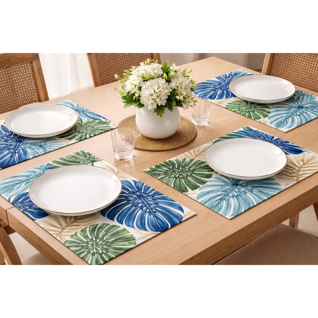 Jogo Americano Premium 4 Peças em Tecido Sublimado Floral | Mesa Posta Elegante | Jogo Americano Moderno