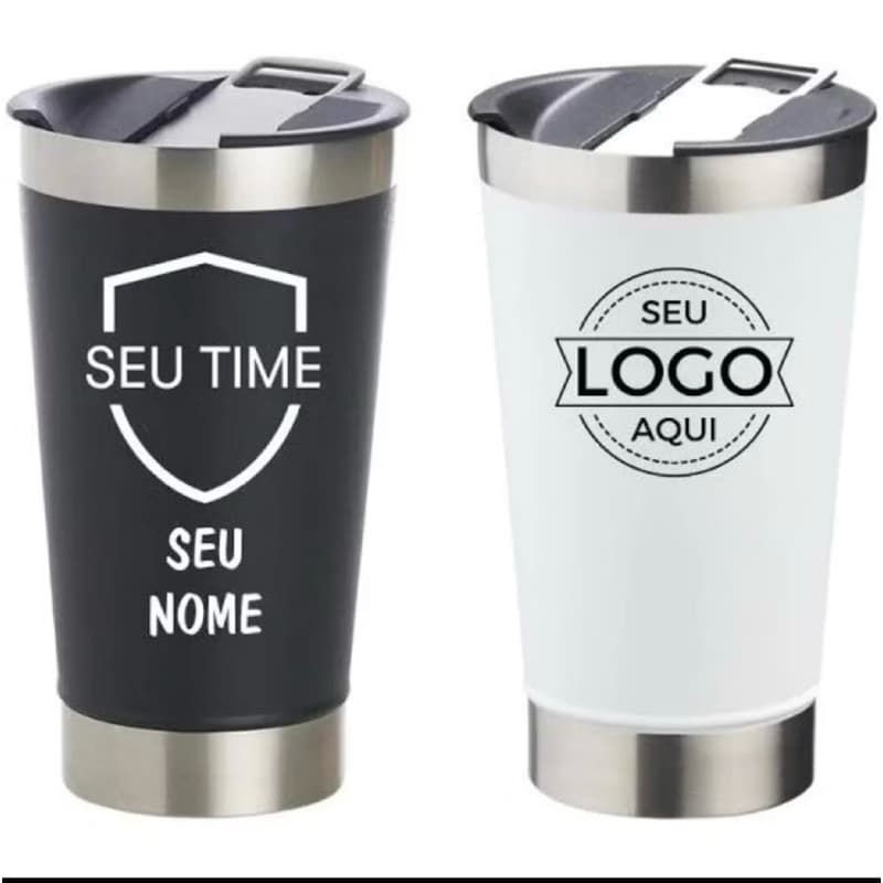 Kit 10 Copos Térmicos Personalizados com Tampa e Abridor - Gravação a Laser Logo/Nome - Brinde Empresa e Eventos - 473ml