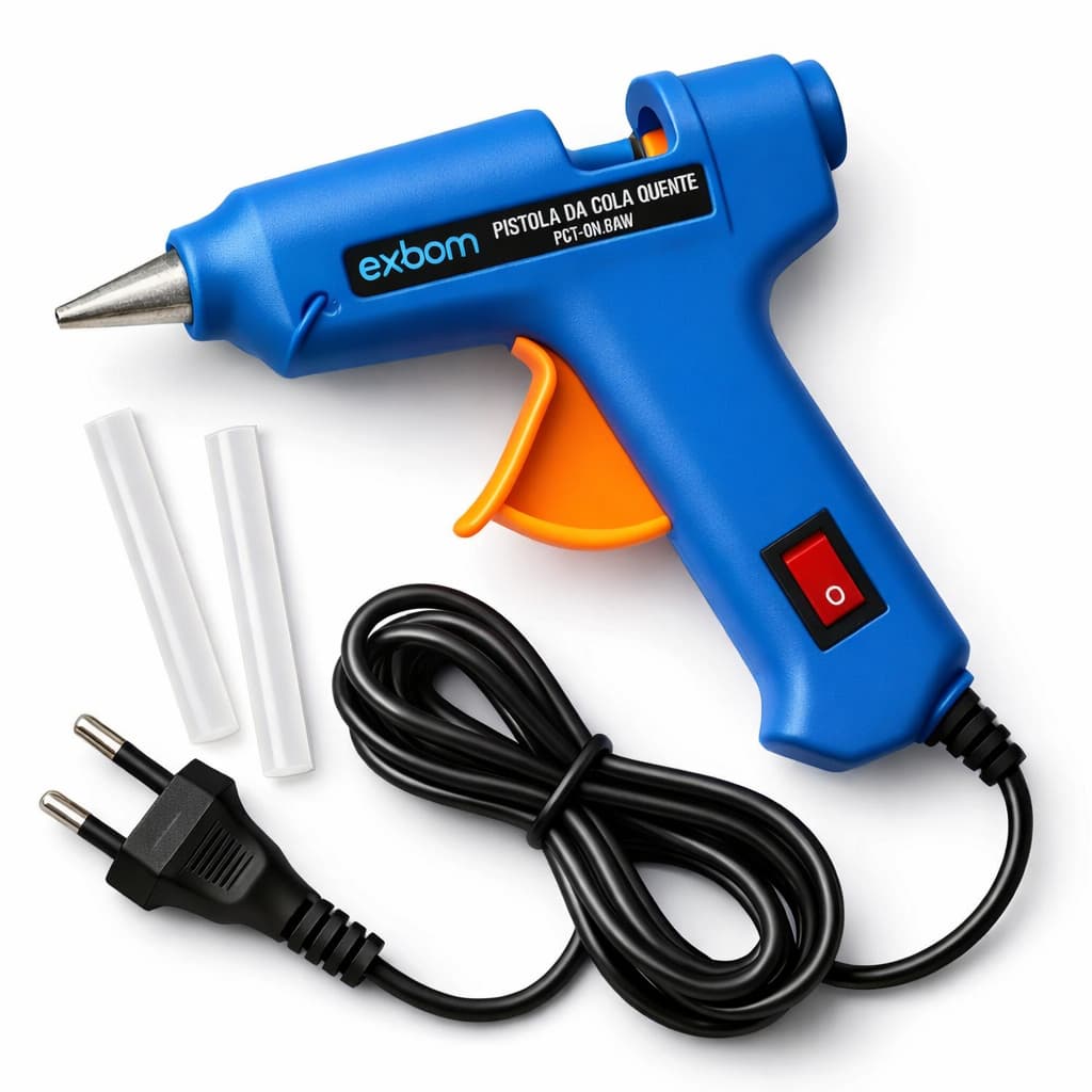 Pistola de Cola Quente Profissional Exbom 60W Bivolt Automático com 2 Bastões