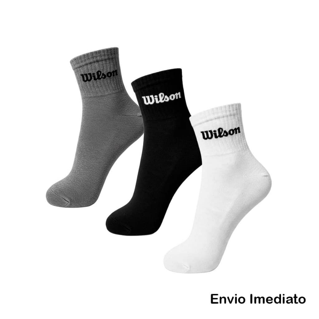 Kit 3 pares de meia Wilson cano curto canelada algodão