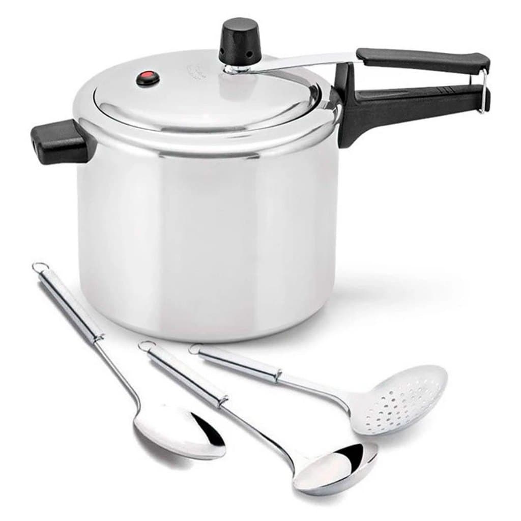 Panela de Pressão 4,5l Polida Panelux e Utensílios em Aço Inox 3 pçs
