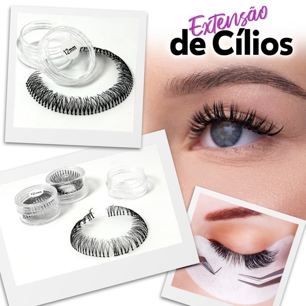 Kit 6/12 Cílios Em Tufo de Potinho Tufinhos P/ Alongamento - Extensão de Cílios 8mm/10mm/12mm/14mm