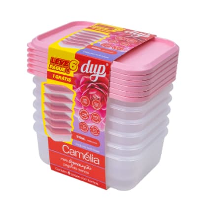Pague 5 Leve 6 Potes Plástico Empilháveis DUP 510ml Camélia BPA Free Marmita Lancheira