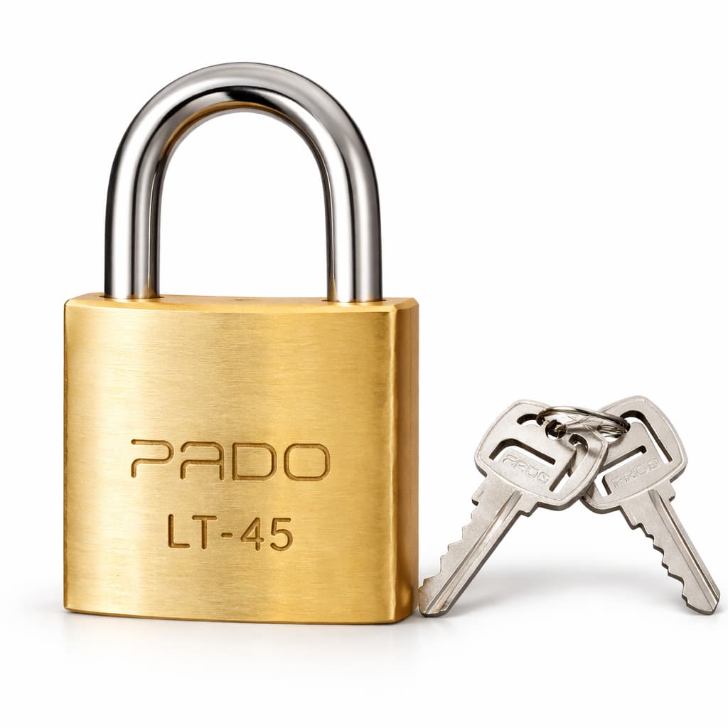 Cadeado Pado em Latão 45mm com duas Chaves Dourado.