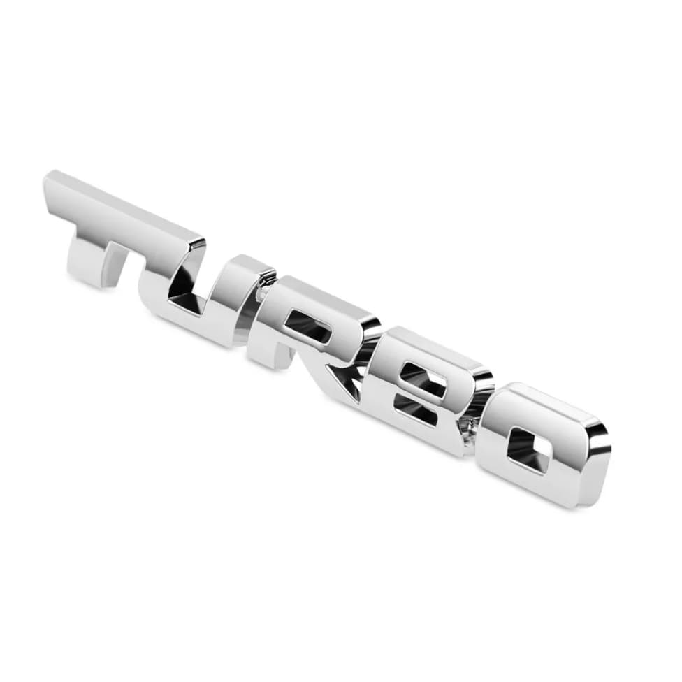 Emblema Cromado 3d Metal Turbo Traseiro Porta Mala 12x1,4 Cm