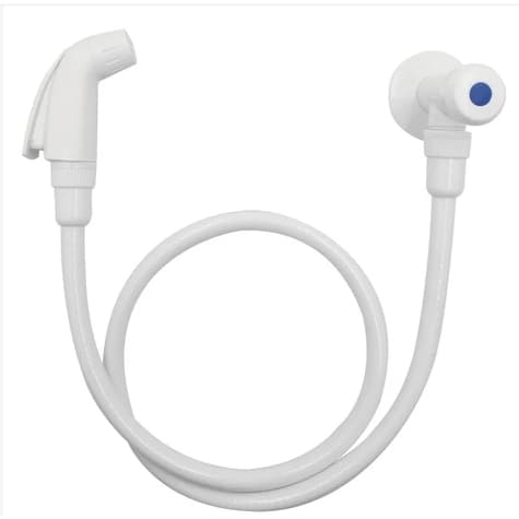 Ducha Higiênica Abs Completa C/ Registro e Mangueira Branca 1/4 Volta Chuveirinho Privada