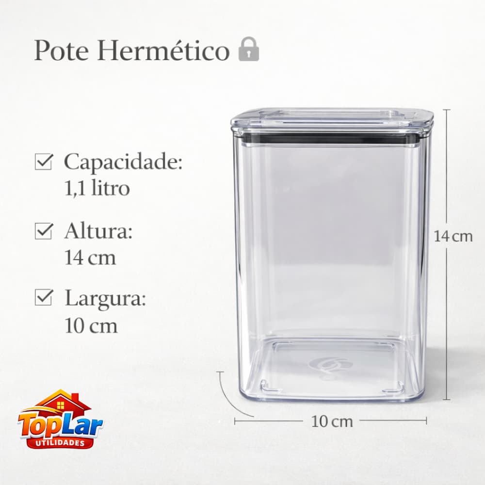 Potes Hermético 1,1 Litros Organizadores de Cozinha Grãos Alimentos Cereais Cozinha Moderna Pratico