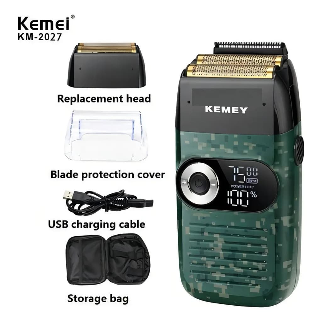 Barbeador Elétrico Kemei 2027 Shaver Recarregavel Sem Fio