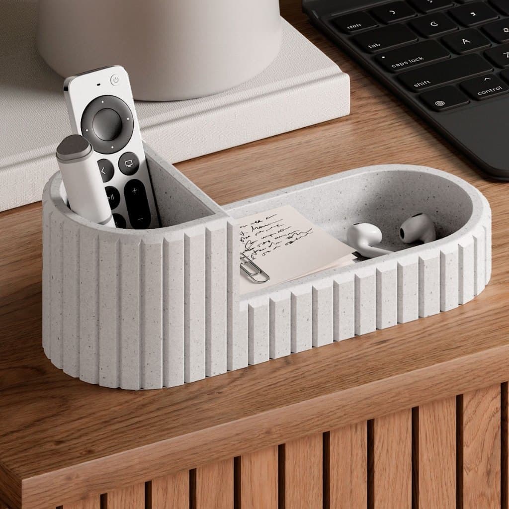 Organizador de Mesa Ripado Moderno Porta Caneta e Chaves para Escritório Recepção Sala de Estar