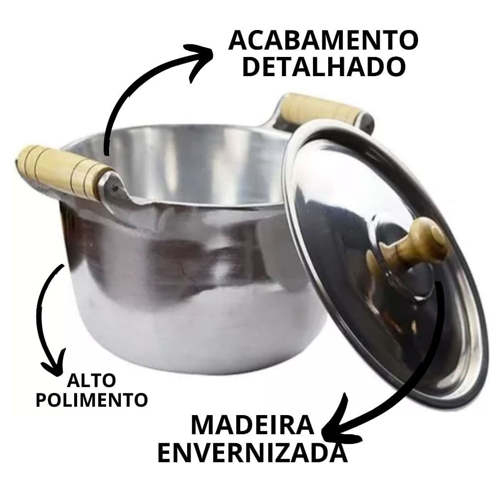 Panela Nº16 1L Caçarola Alumínio Fundido Polido 100% Artesanal