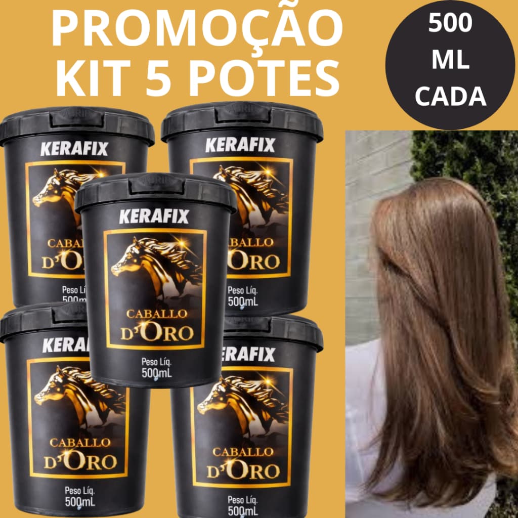 Promoção 5  Máscara de Hidratação Kerafix Nutri e Reparadora Cabelos Fortes Saudáveis e Bonitos Caballo D' Oro