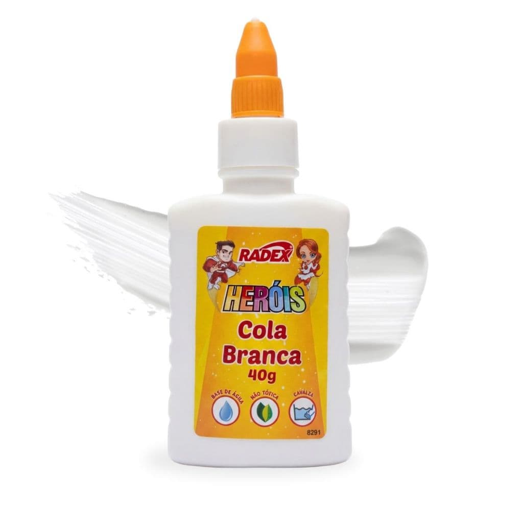 Cola Branca Líquida Escolar 40g Lavável Radex Heróis Arte Trabalho