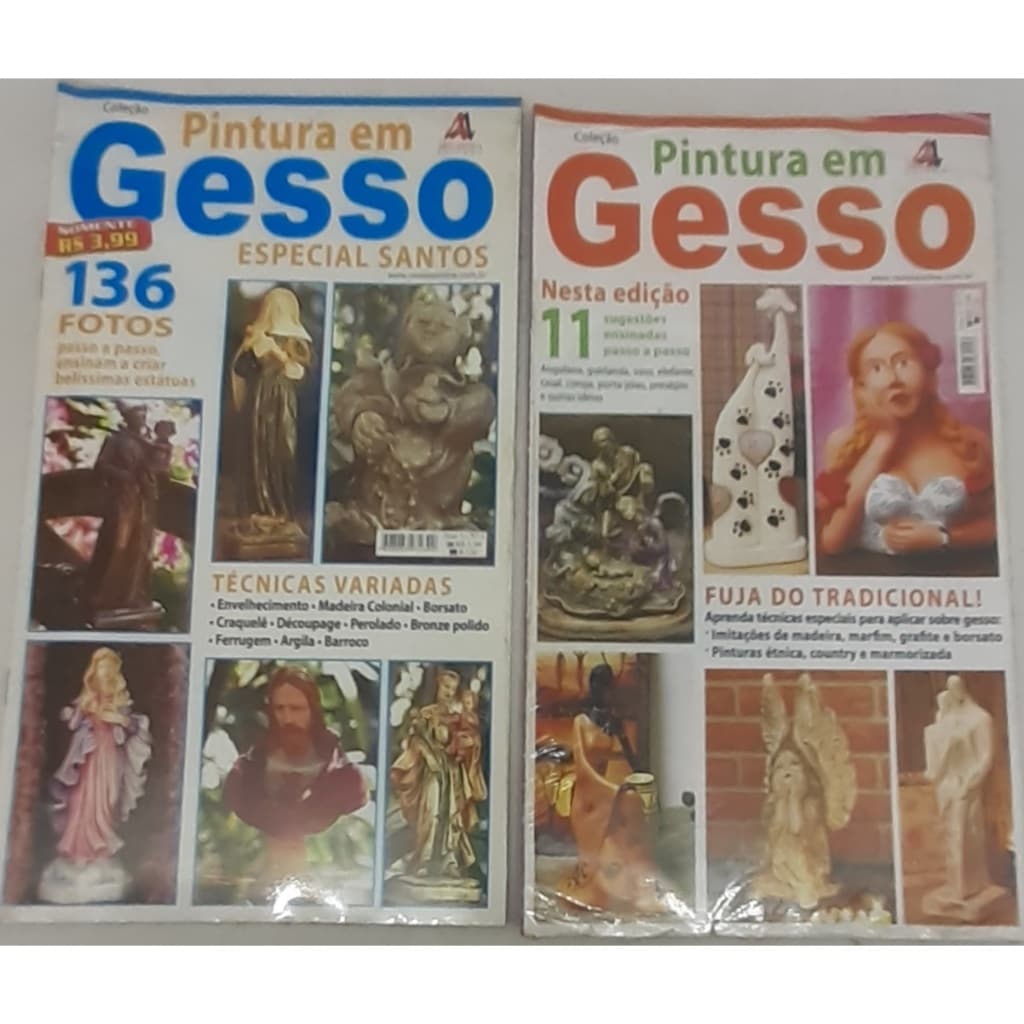 Kit com 2 revistas de artesanato. Aprenda fazer pintura em gesso.