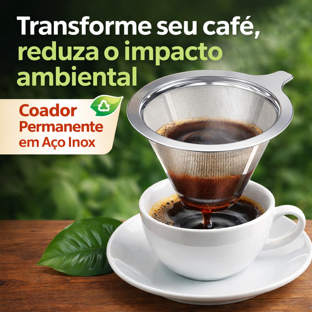 Coador de Café Inox 103 Permanente Sem Papel Reutilizável Malha Fina Sustentável
