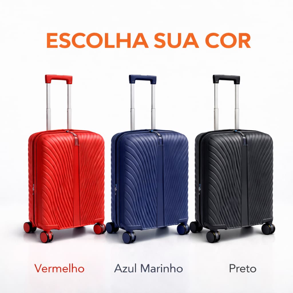 Mala Bordo 10kg Ultra Resistente Polipropileno Rodas 360° Cadeado TSA