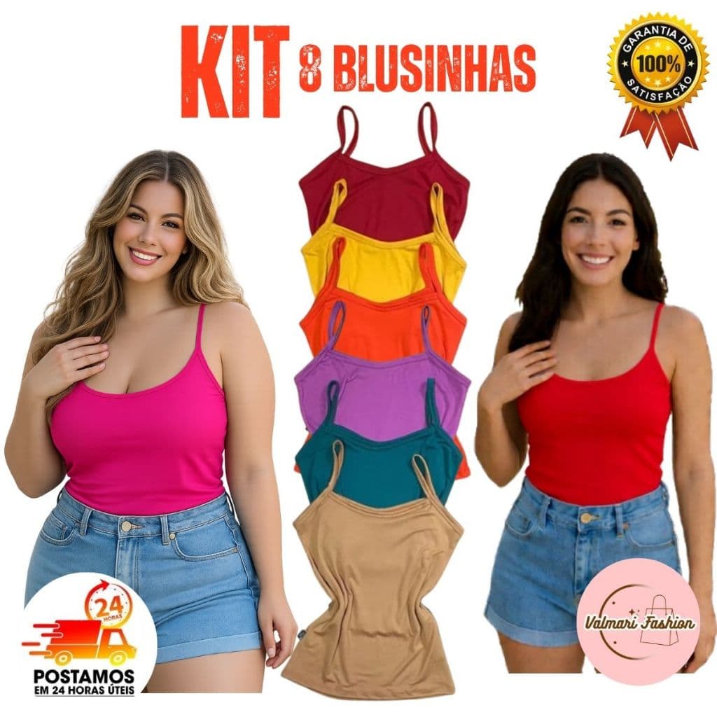 kit 8 Blusa Regata Alcinha Em Malha Suede Blusinha de Alcinha Confortavel Kit Blusinha Plus Size