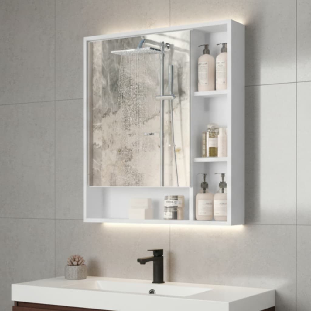 Espelheira Armário Aéreo p/ Banheiro Moderno Flex 60x50cm Super Oferta