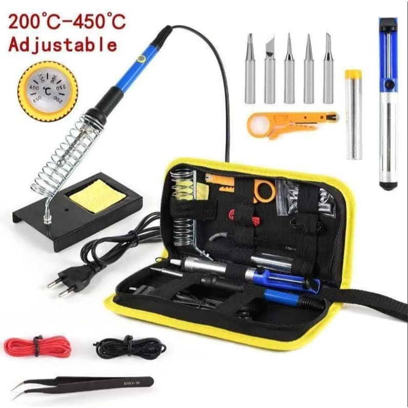 Kit Ferro Solda + Tubete Estanho Com Resina E Sugador Solda 60W-(110V-220V)