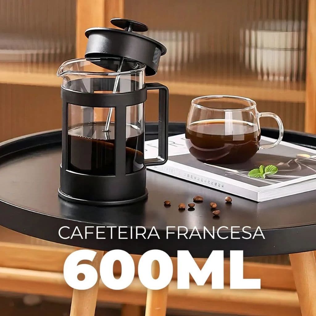 Cafeteira Prensa Francesa 600ml Vidro Resistente Café Chá Leite Encorpado Sem Filtro