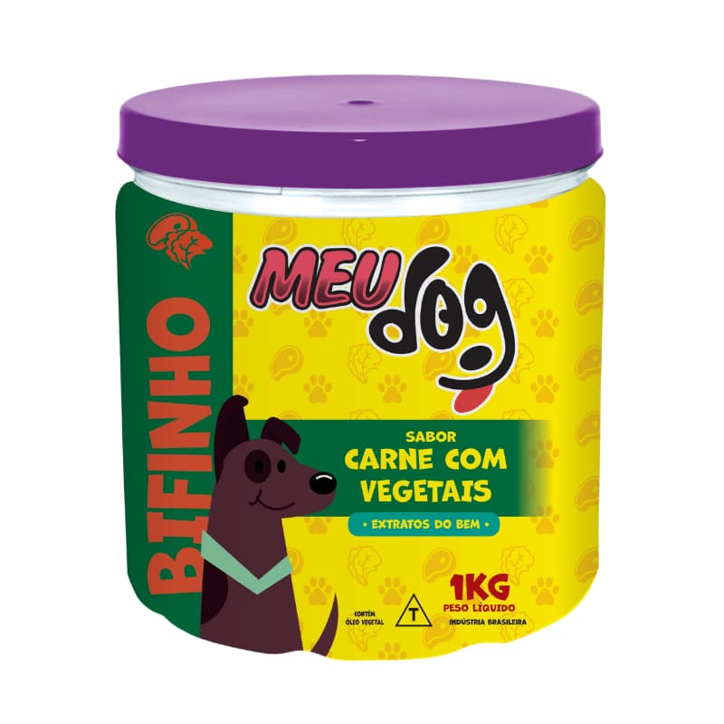 Bifinho Meu Dog sabor CARNE com VEGETAIS 1kg Pote
