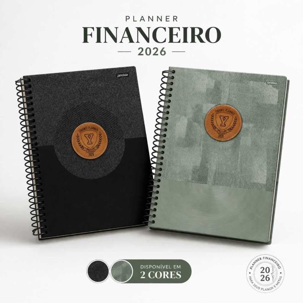Planner Financeiro 2026 Completo Agenda +Controle Financeiro Capa Dura Espiral Premium Adesivo Bolso
