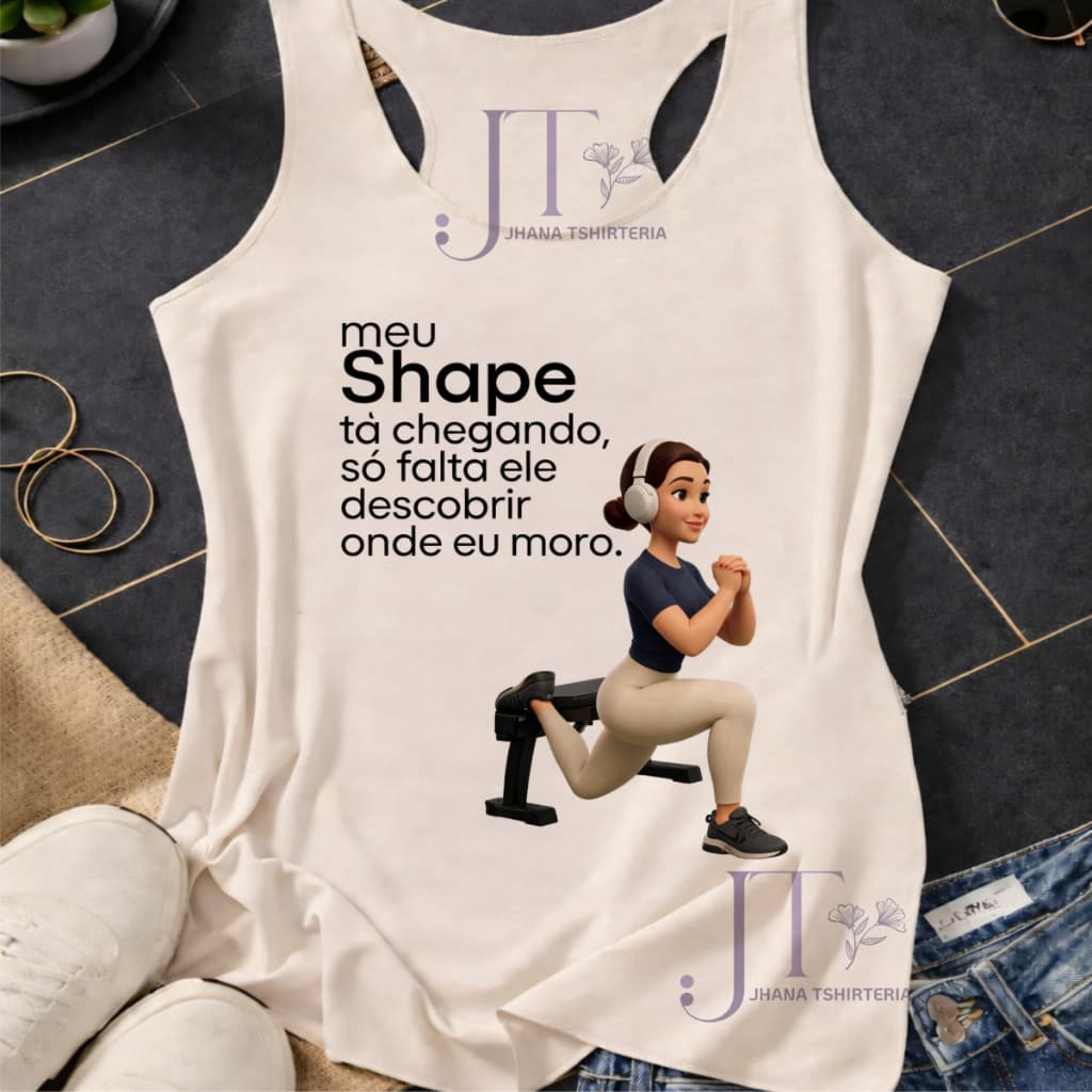 REGATA FEMININA MEU SHAPE TA CHEGANDO,COLORIDA,CAMISETA,ACADEMIA,MODA FITNES,MULHER MAROMBA,moda plus size
