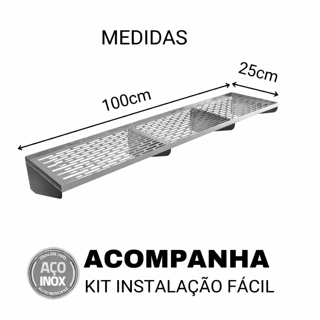 Escorredor de Louça Inox de Parede Resistente Fácil Instalação Cozinha Restaurante Bar Lanchonete