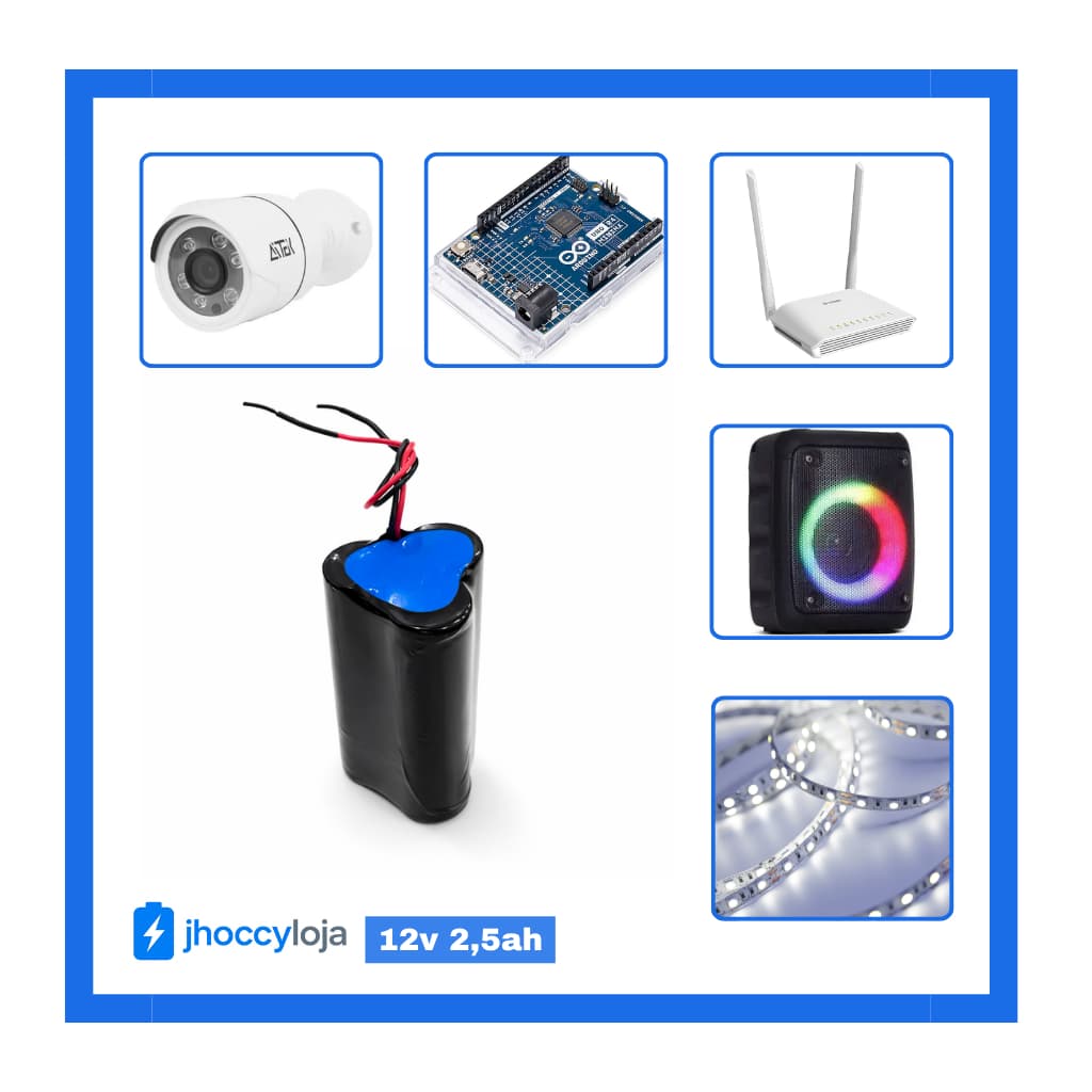 Bateria 12V para caixa de som e iluminação portátil – 2200mAh