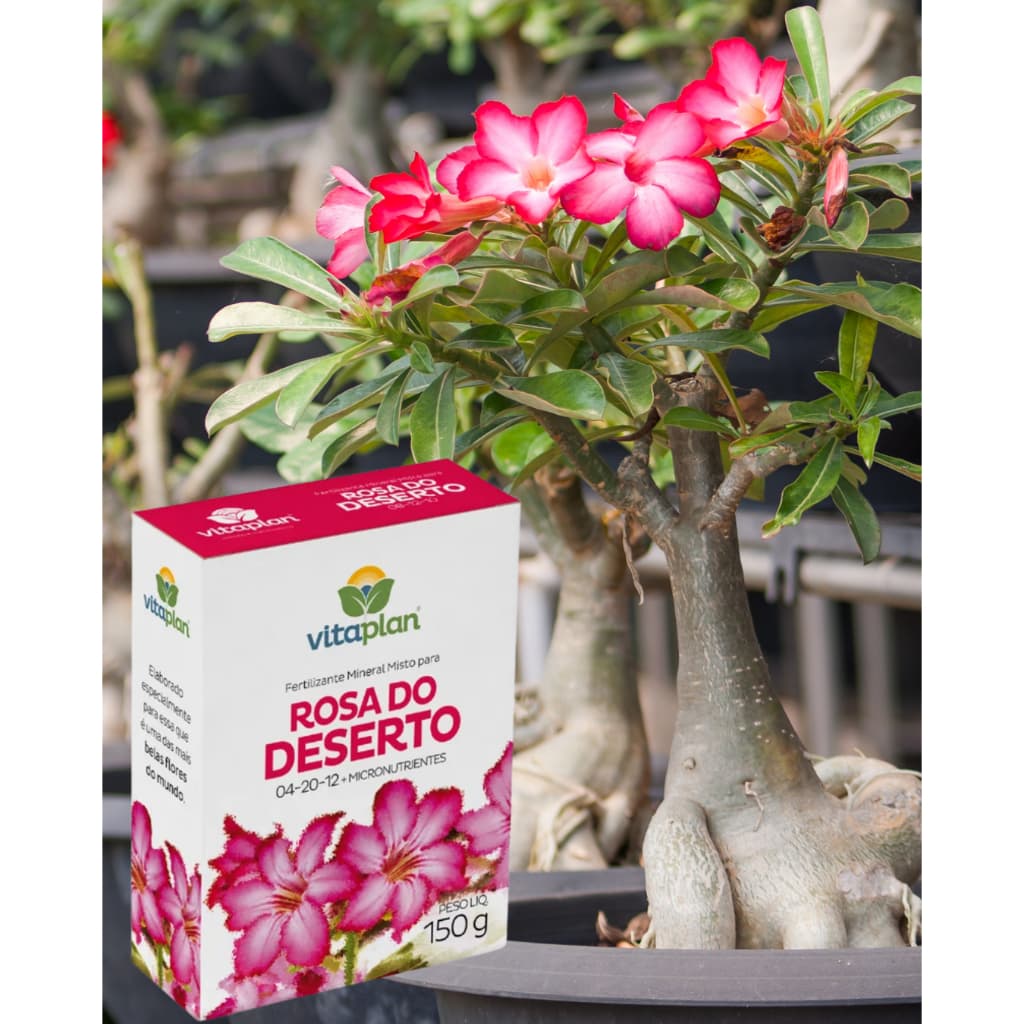 ADUBO FERTILIZANTE PARA ROSAS DO DESERTO VITAPLAN 150G. – CRESCIMENTO SAUDÁVEL, NUTRIÇÃO E FLORAÇÃO