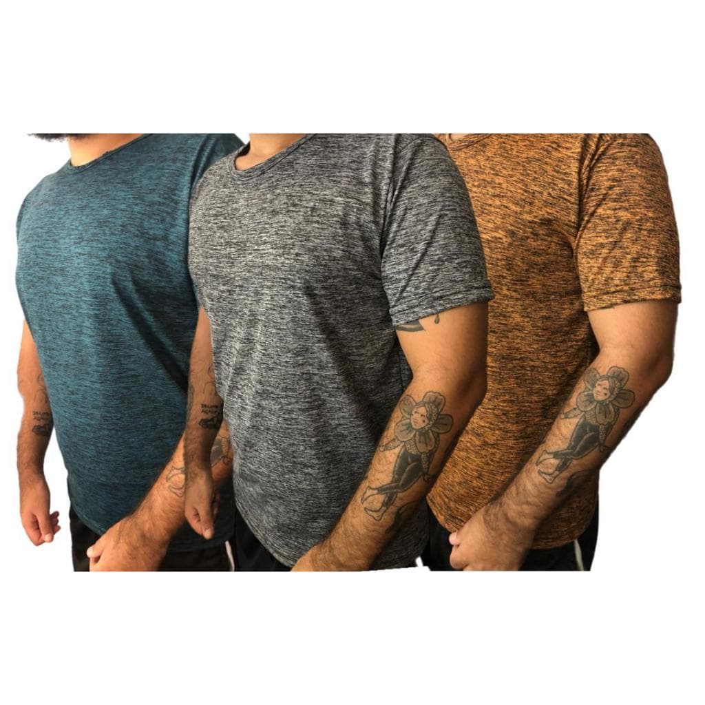 KIT 3 CAMISETAS MESCLADAS MASCULINA CORRIDA ACADEMIA CASUAL