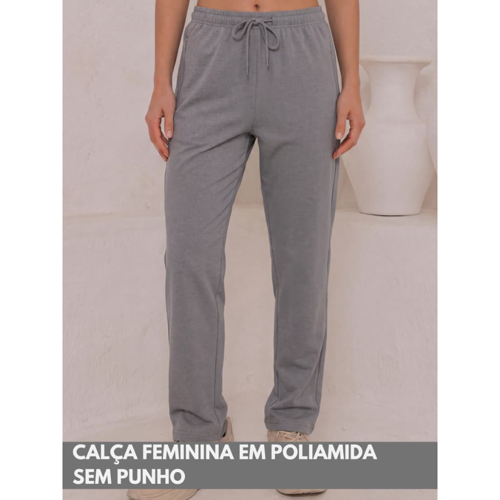 Calça Feminina Jogger Sem Punho Barra Jogger  com Bolso e Fitas Esportiva Poliamida para uso Academia Casual